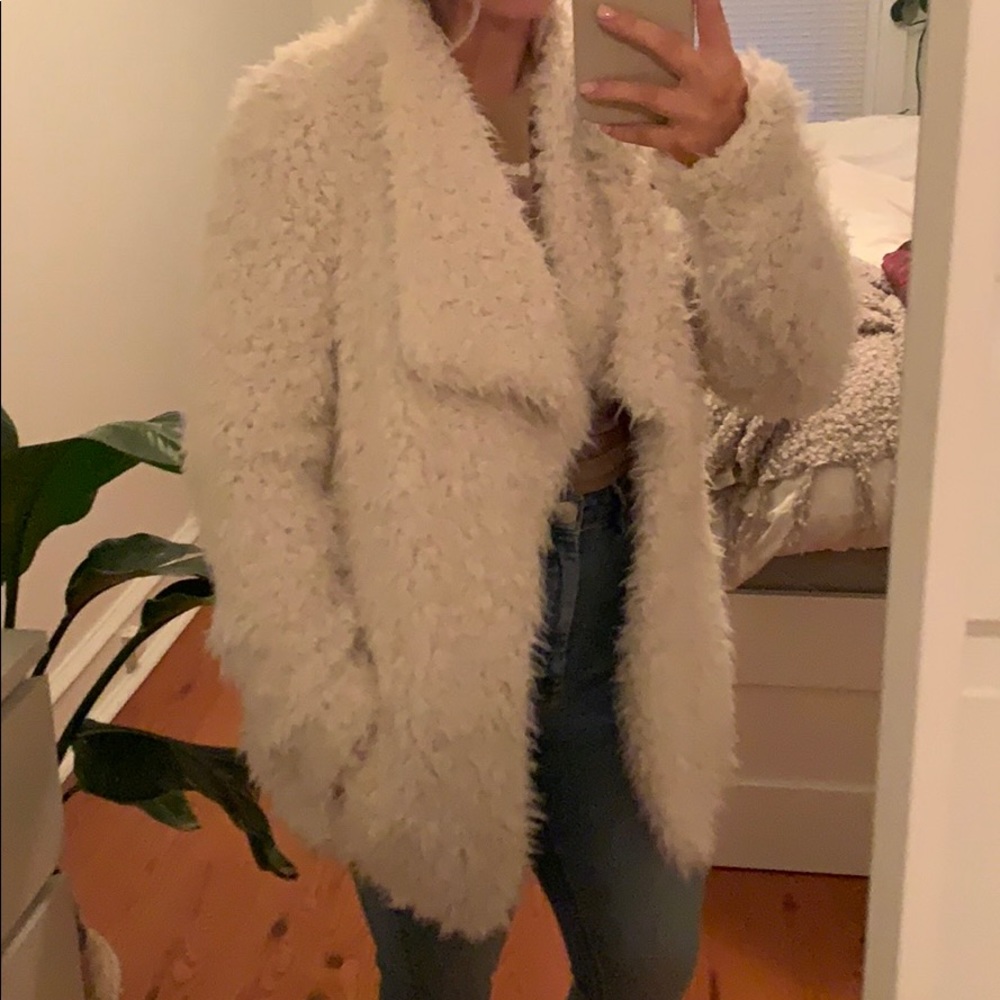 Off-white, furry, Hollister coat